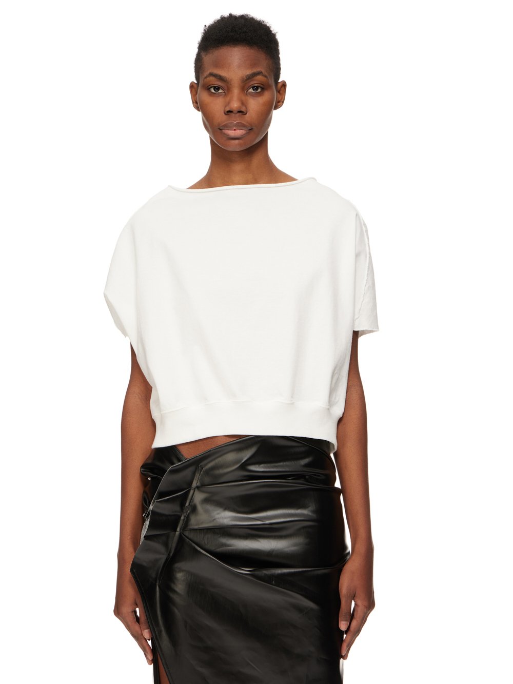 RICK OWENS FW23 LUXOR DAGGER TOP IN MILK COMPACT HEAVY COTTON JERSEY