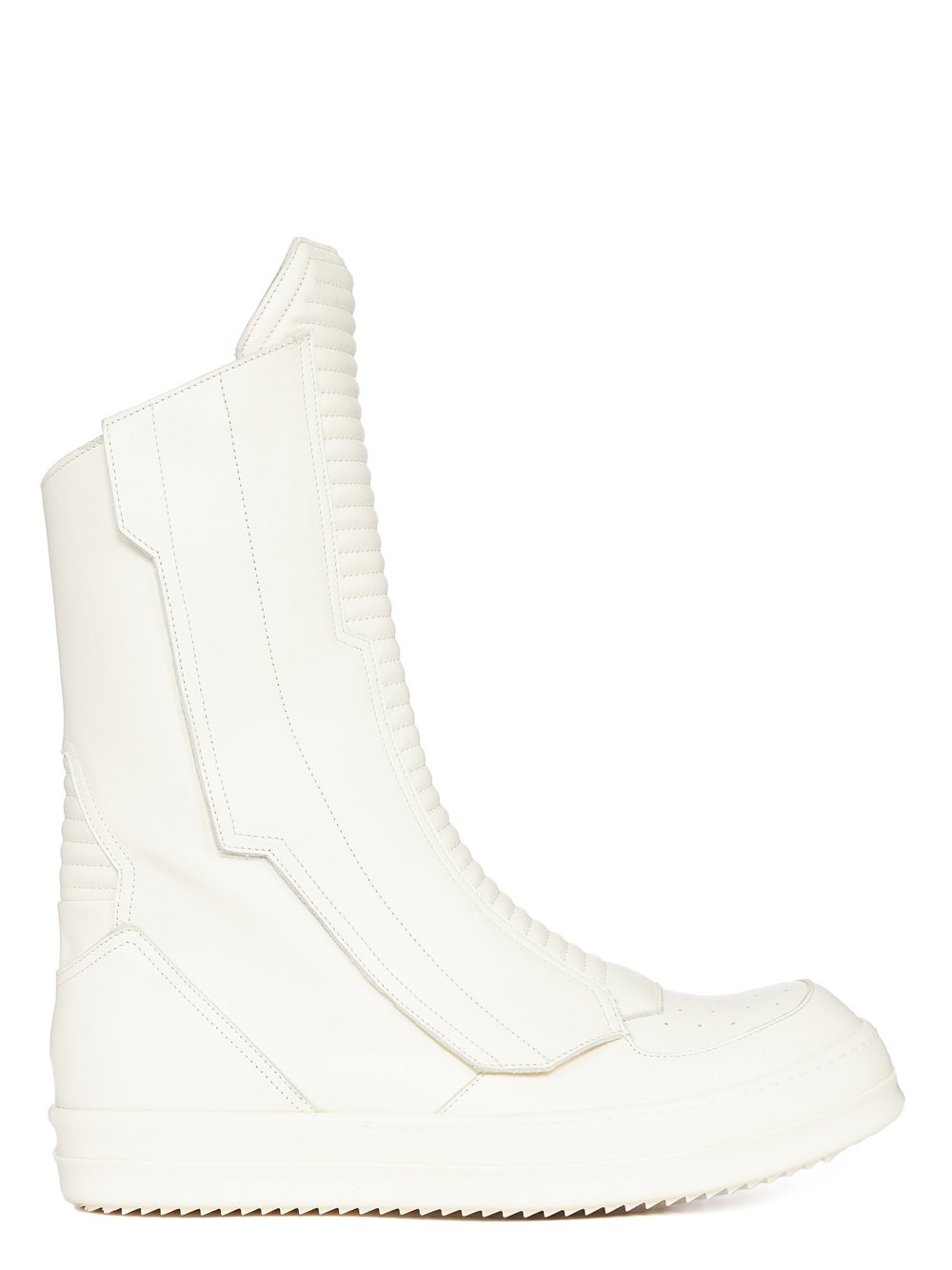 RICK OWENS FW23 LUXOR BIKER SNEAKS IN MILK WHITE FULL GRAIN CALF LEATHER