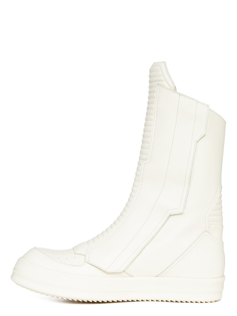 RICK OWENS FW23 LUXOR BIKER SNEAKS IN MILK WHITE FULL GRAIN CALF LEATHER