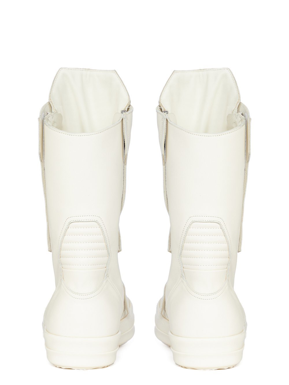 RICK OWENS FW23 LUXOR BIKER SNEAKS IN MILK WHITE FULL GRAIN CALF LEATHER