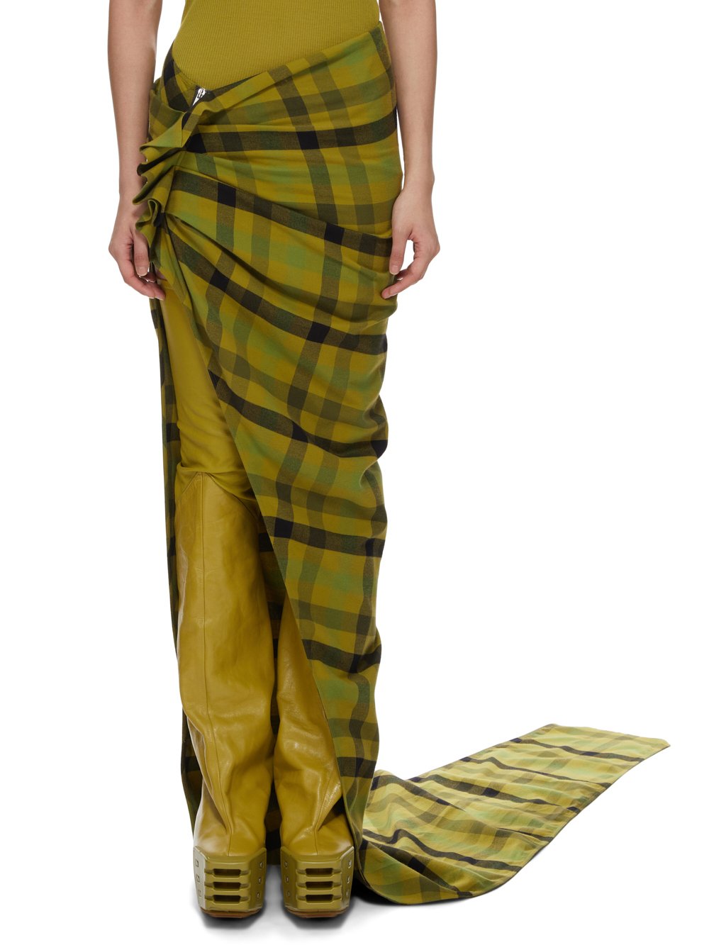 RICK OWENS FW23 LUXOR WOVEN EDFU SKIRT IN ACID COTTON PLAID RICK OWENS FW23 LUXOR WOVEN EDFU SKIRT IN ACID COTTON PLAID