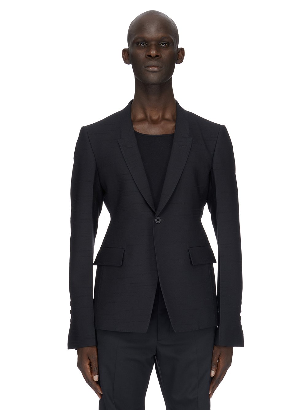 RICK OWENS FW23 LUXOR RUNWAY 73CMS SOFT IN BLACK SLUB WOOL RICK OWENS FW23 LUXOR RUNWAY 73CMS SOFT IN BLACK SLUB WOOL