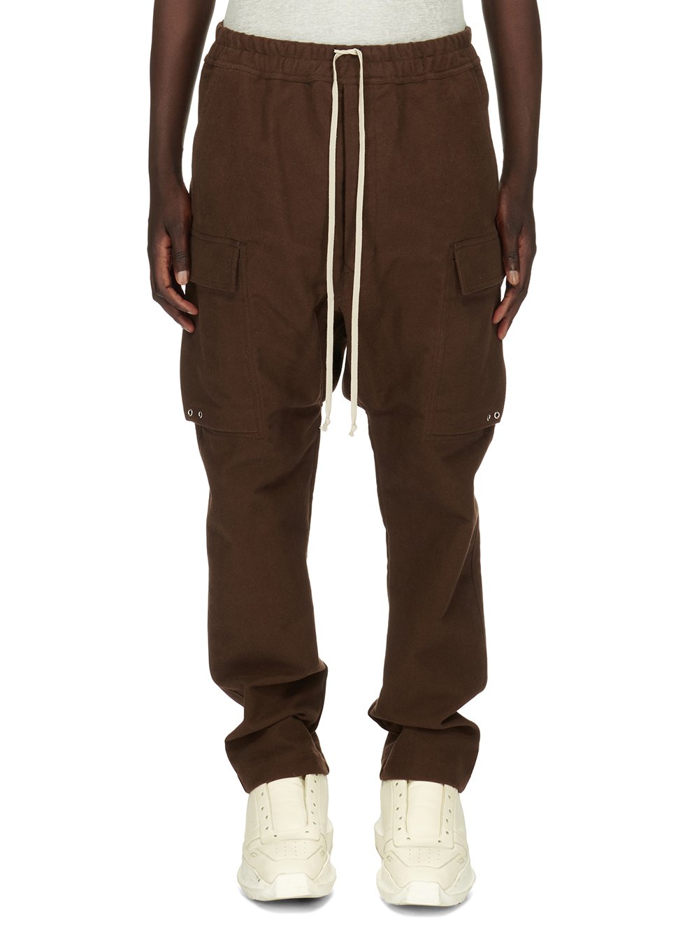 RICK OWENS FW23 LUXOR CARGO LONG IN BROWN BRUSHED HEAVY TWILL
