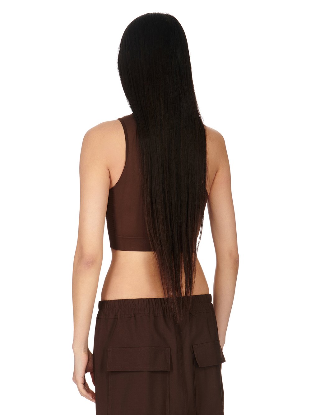 RICK OWENS FW23 LUXOR ATHENA BRA IN BROWN ACTIVE KNIT