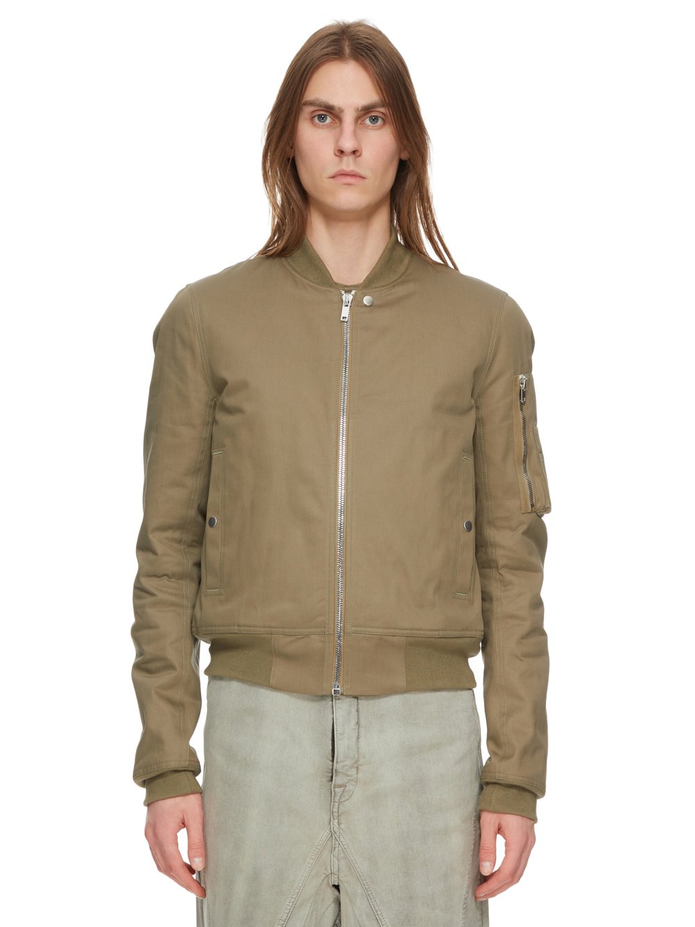 DRKSHDW FW23 LUXOR FLIGHT BOMBER IN PALE GREEN COTTON TWILL