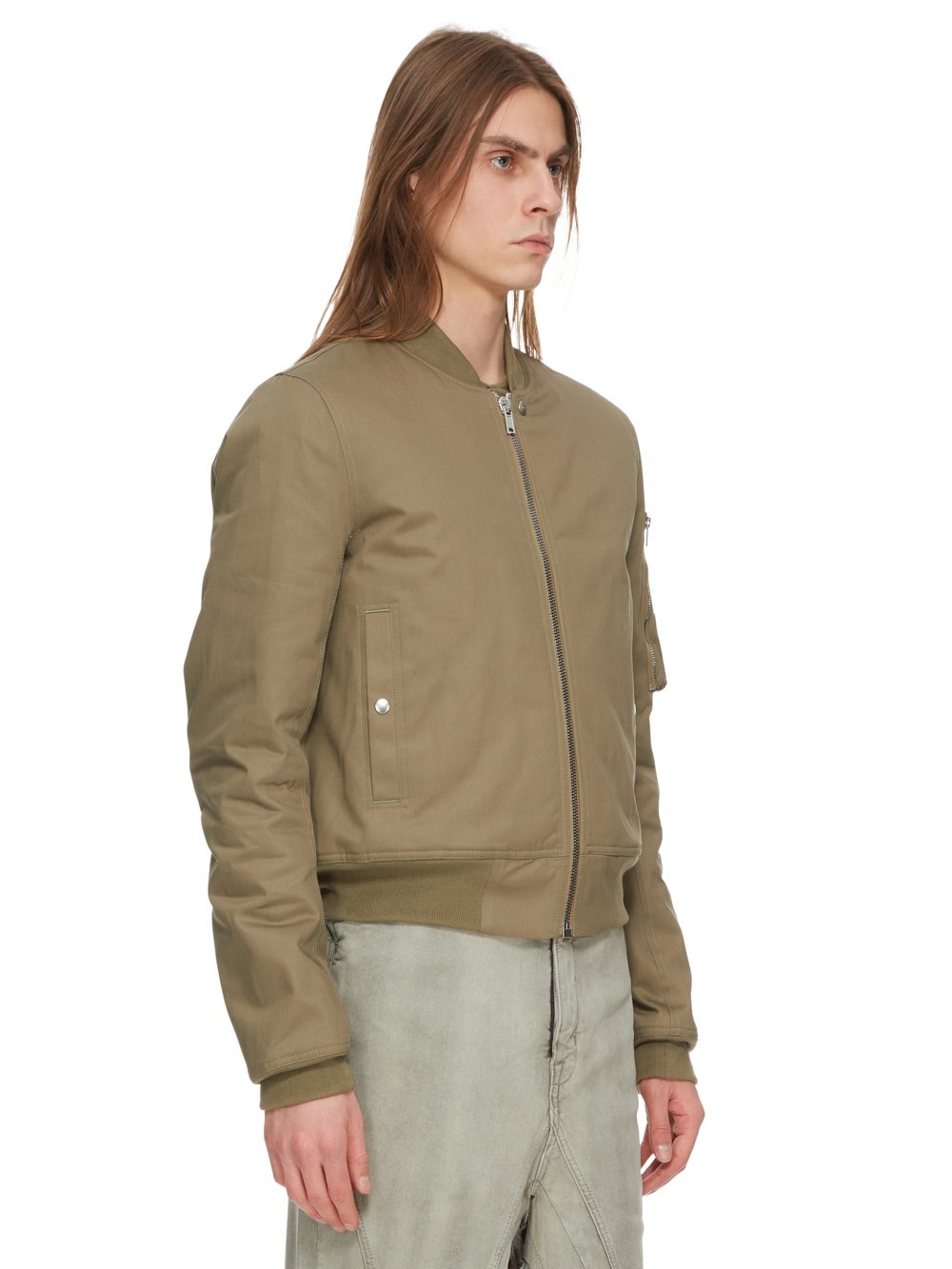 DRKSHDW FW23 LUXOR FLIGHT BOMBER IN PALE GREEN COTTON TWILL