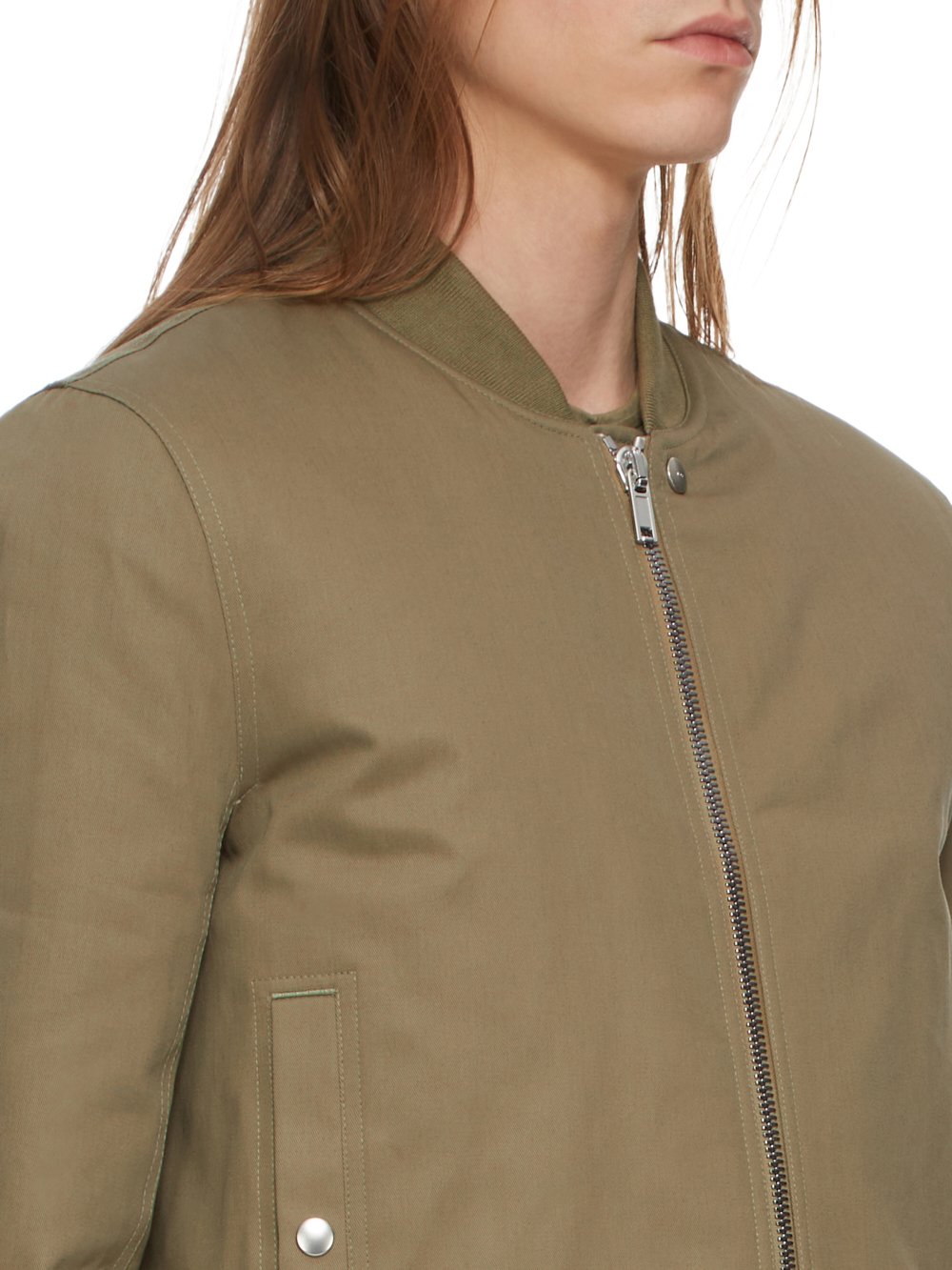 DRKSHDW FW23 LUXOR FLIGHT BOMBER IN PALE GREEN COTTON TWILL