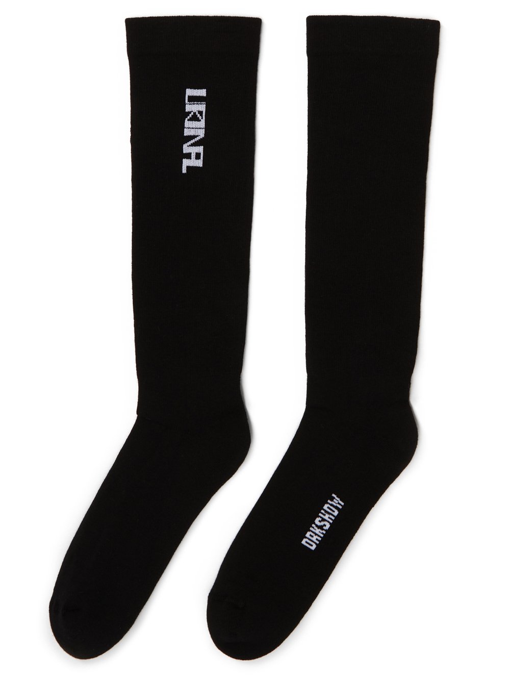 RICK OWENS FW23 LUXOR URINAL SOCKS IN BLACK AND MILK COTTON KNIT