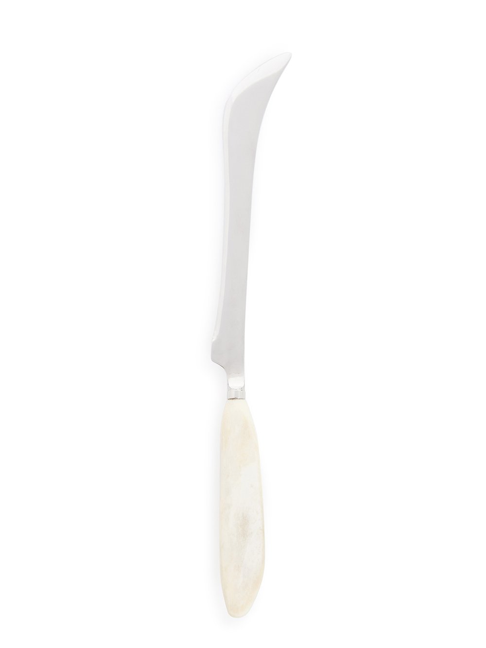 RICK OWENS CARVING KNIFE FEATURES A LONG AND SHARP STERLING TOP AND A SHORT, NATURAL COLOR BONE HANDLE. RICK OWENS CARVING KNIFE FEATURES A LONG AND SHARP STERLING TOP AND A SHORT, NATURAL COLOR BONE HANDLE.