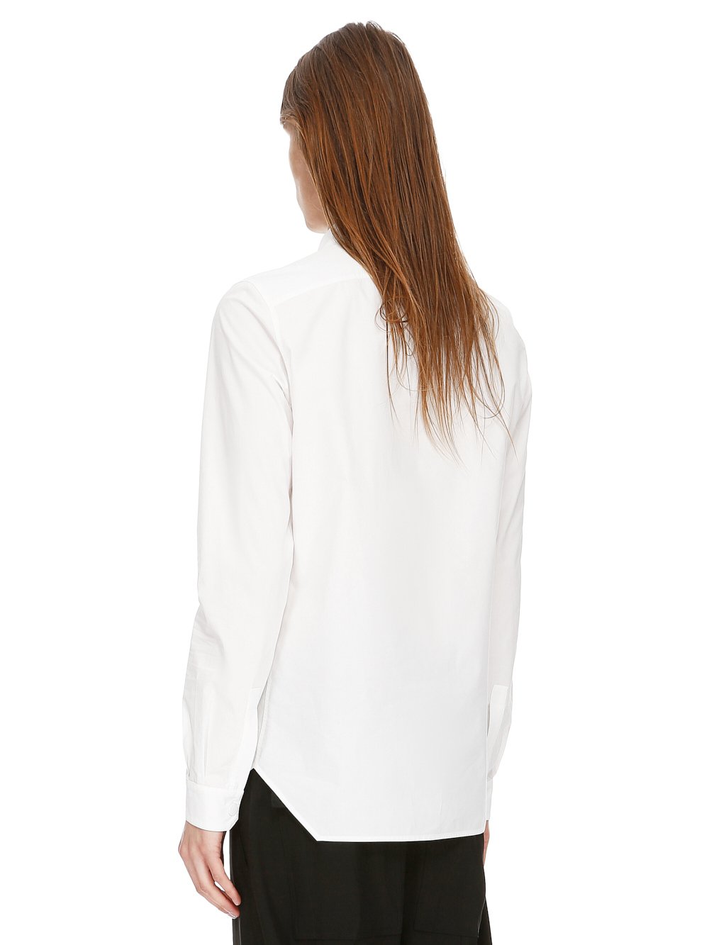 RICK OWENS FW23 LUXOR SNAP COLLAR FAUN SHIRT IN MILK WHITE COTTON POPLIN