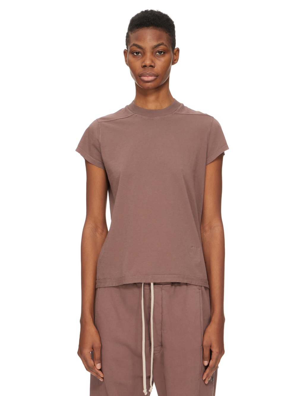 RICK OWENS FW23 LUXOR SMALL LEVEL T IN MAUVE MEDIUM WEIGHT COTTON JERSEY RICK OWENS FW23 LUXOR SMALL LEVEL T IN MAUVE MEDIUM WEIGHT COTTON JERSEY