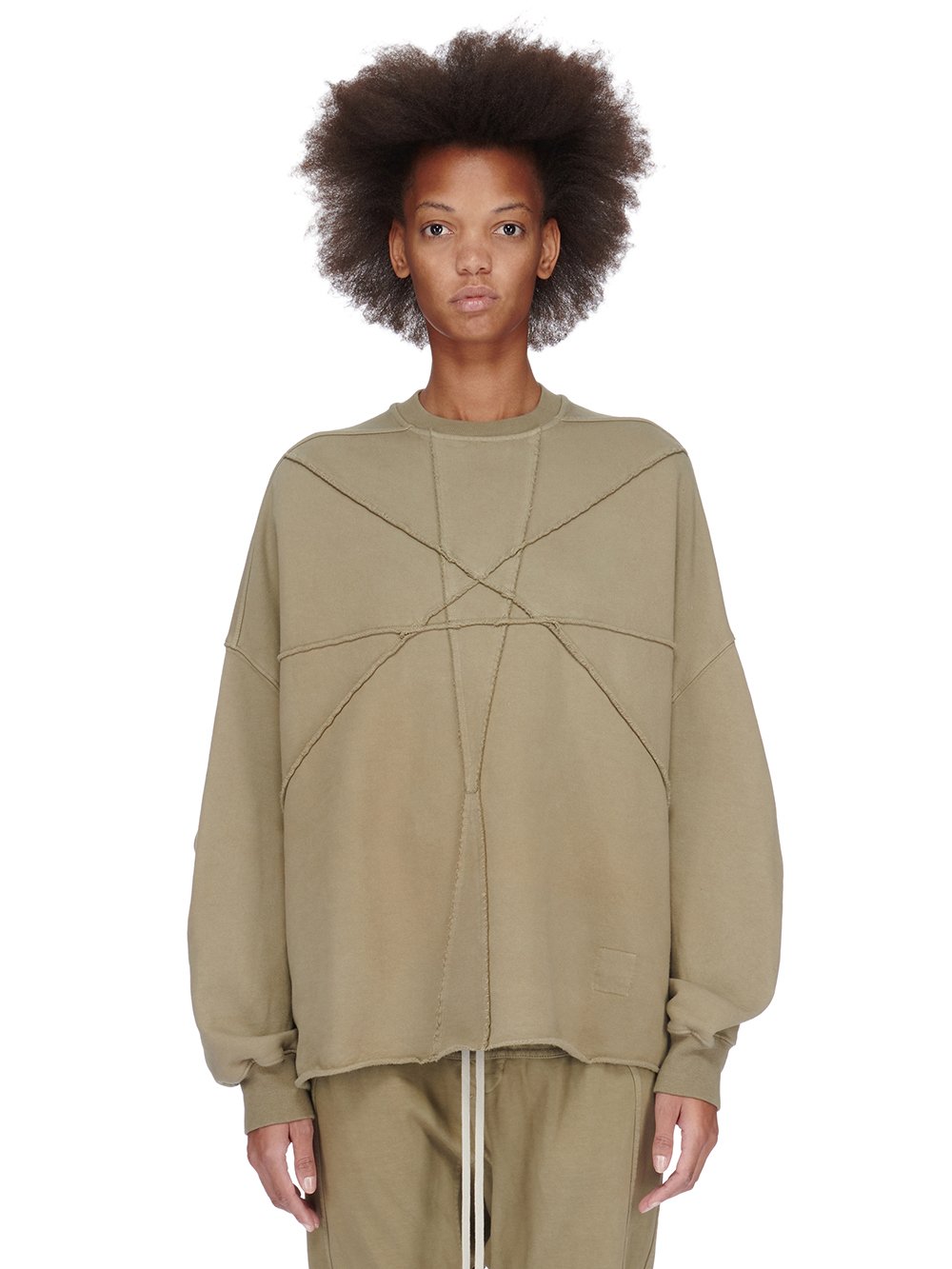 DRKSHDW FW23 LUXOR CRATER T IN PALE GREEN FURKA HEAVY SWEATSHIRT