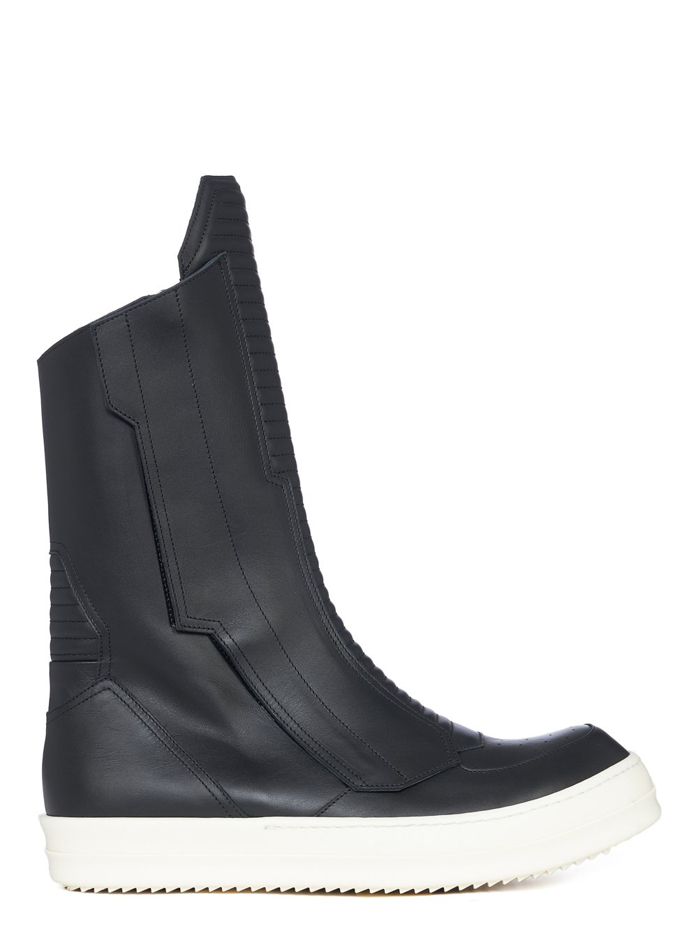 RICK OWENS FW23 LUXOR BIKER SNEAKS IN BLACK AND MILK CORTINA GREASE CALF LEATHER RICK OWENS FW23 LUXOR BIKER SNEAKS IN BLACK AND MILK CORTINA GREASE CALF LEATHER