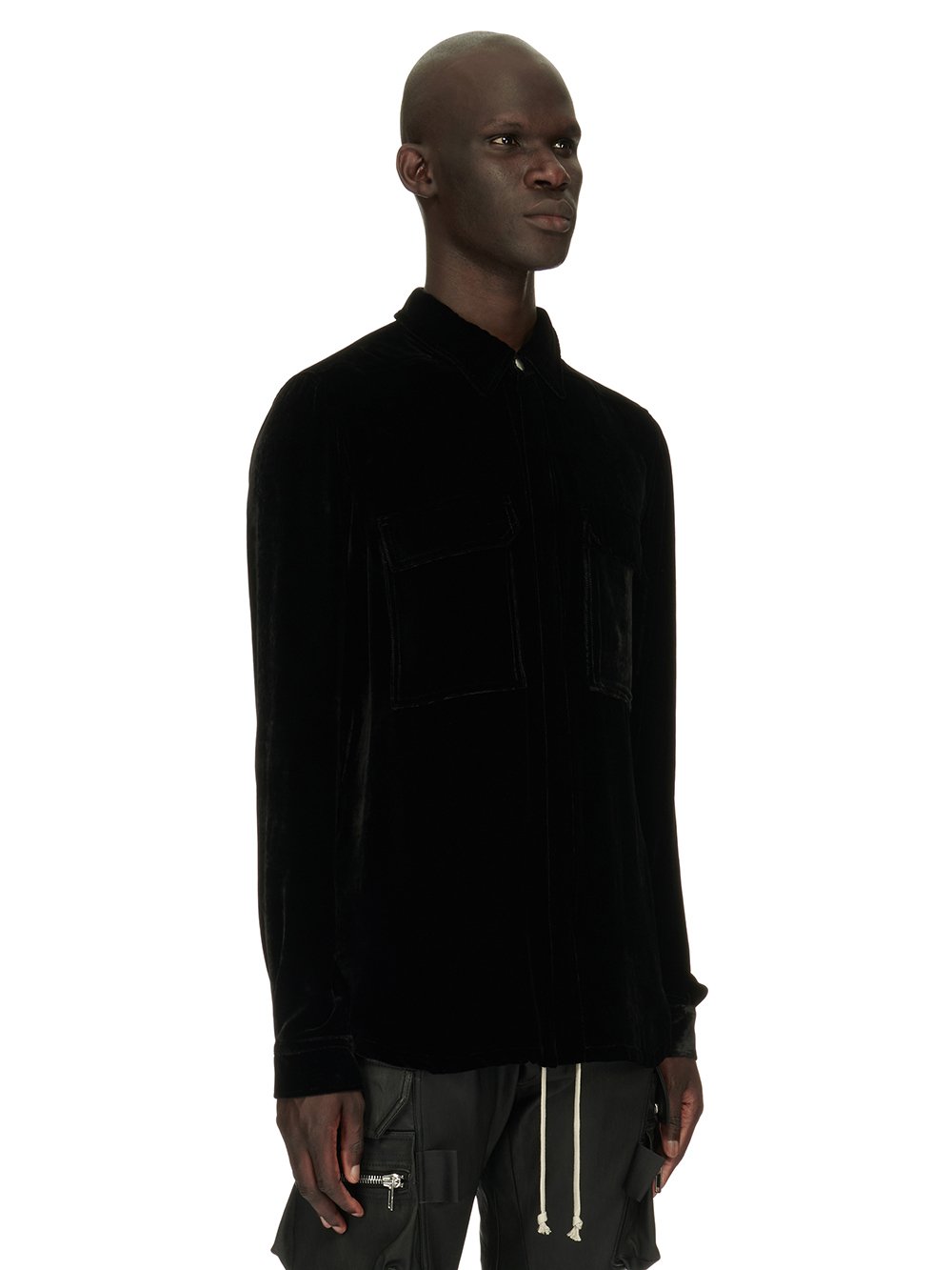 RICK OWENS FW23 LUXOR OUTERSHIRT IN  BLACK VELVET