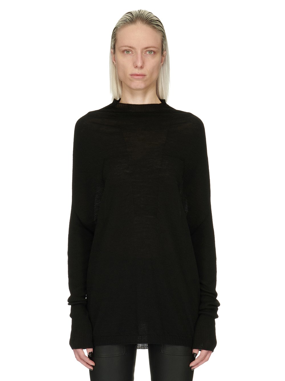 RICK OWENS FW23 LUXOR CRATER KNIT IN BLACK LIGHTWEIGHT RASATO KNIT