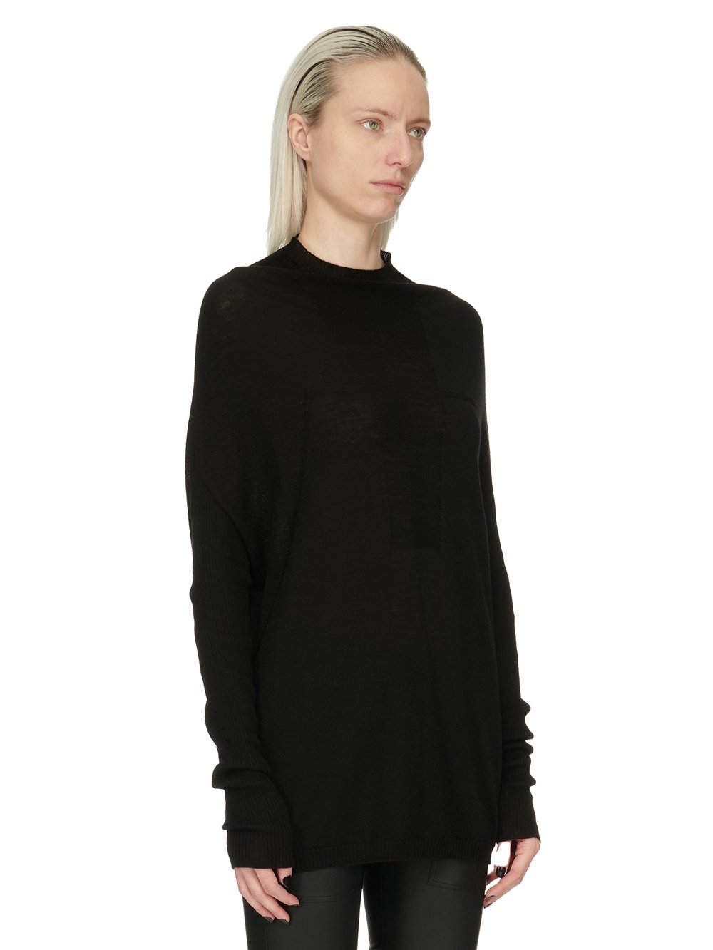 RICK OWENS FW23 LUXOR CRATER KNIT IN BLACK LIGHTWEIGHT RASATO KNIT