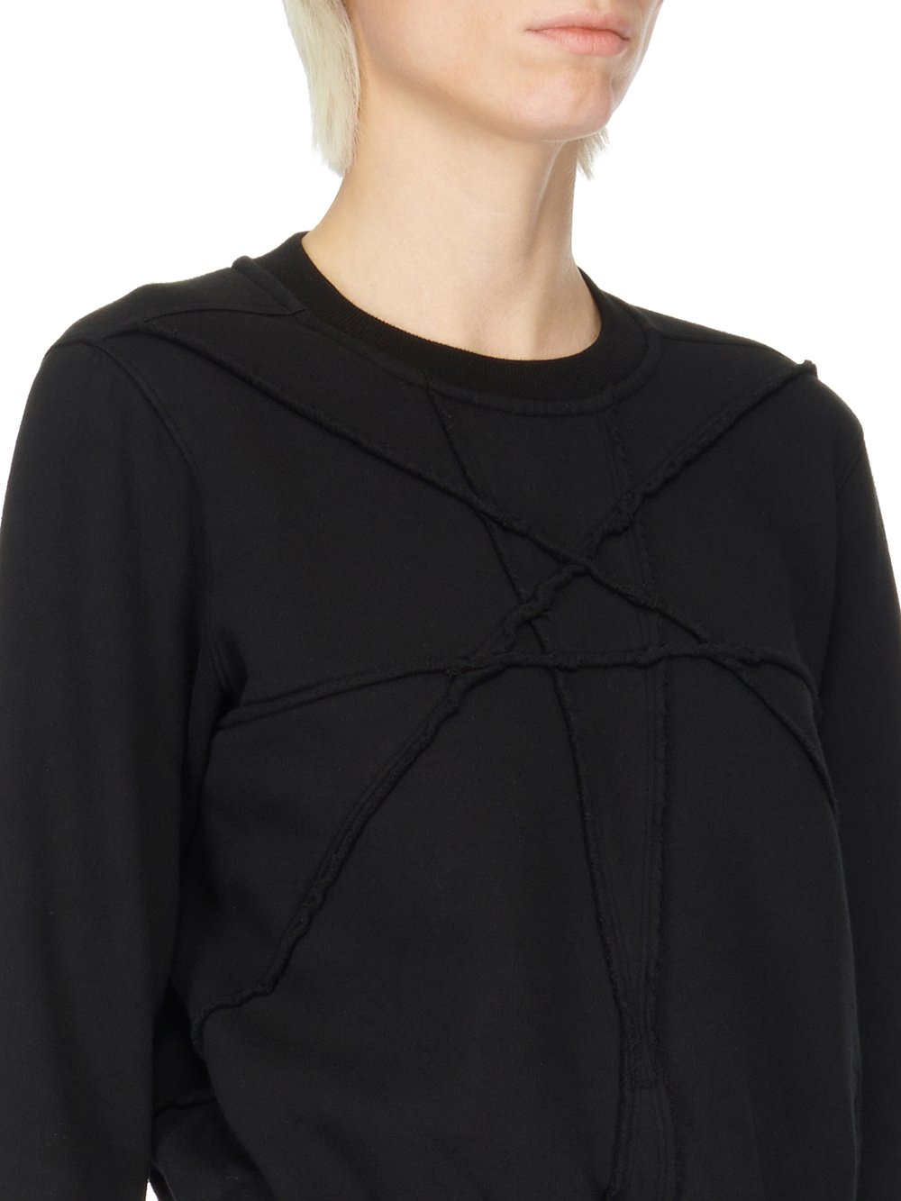 DRKSHDW FW23 LUXOR CROPPED SWEAT IN BLACK FURKA HEAVY SWEATSHIRT 