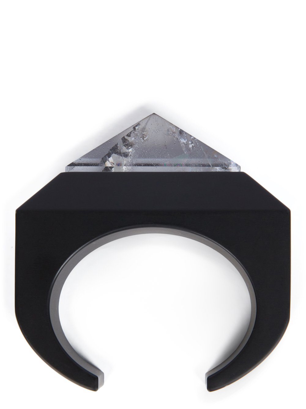 RICK OWENS CRYSTAL PYRAMID BRACELET IN ALUMINIUM AND ROCK CRYSTAL