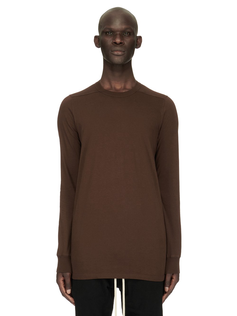 RICK OWENS FW23 LUXOR LEVEL LS T IN BROWN CLASSIC COTTON JERSEY