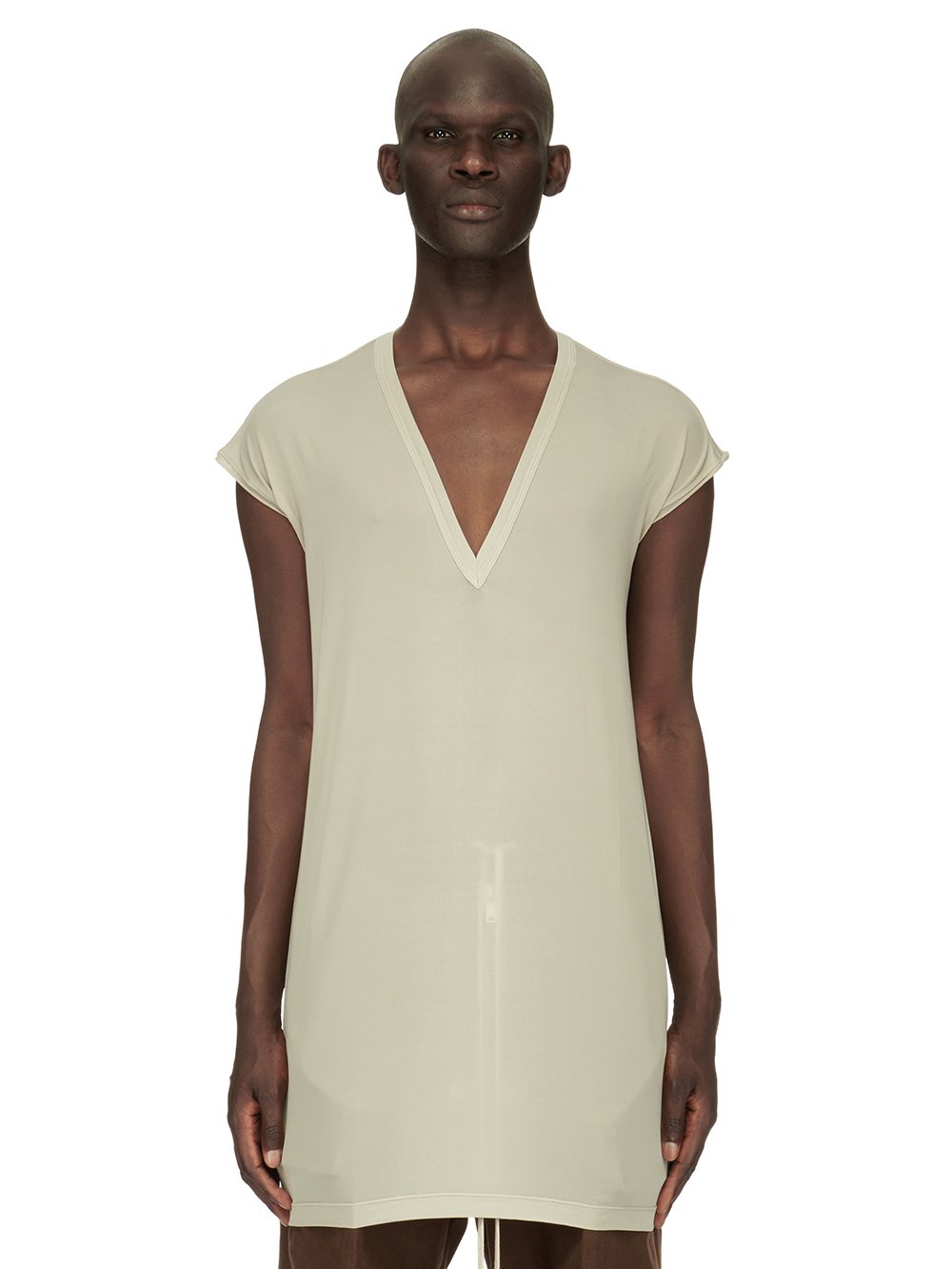 RICK OWENS FW23 LUXOR DEEP V NECK SS T IN PEARL HEAVY STRETCH CUPRO JERSEY RICK OWENS FW23 LUXOR DEEP V NECK SS T IN PEARL HEAVY STRETCH CUPRO JERSEY