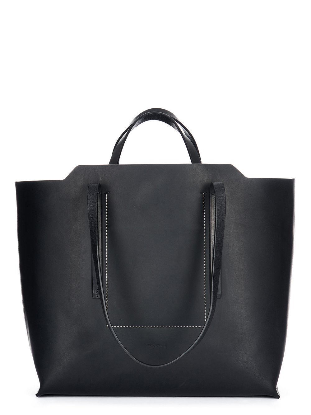 RICK OWENS FW23 LUXOR SHOPPER IN BLACK GROPPONE COW LEATHER