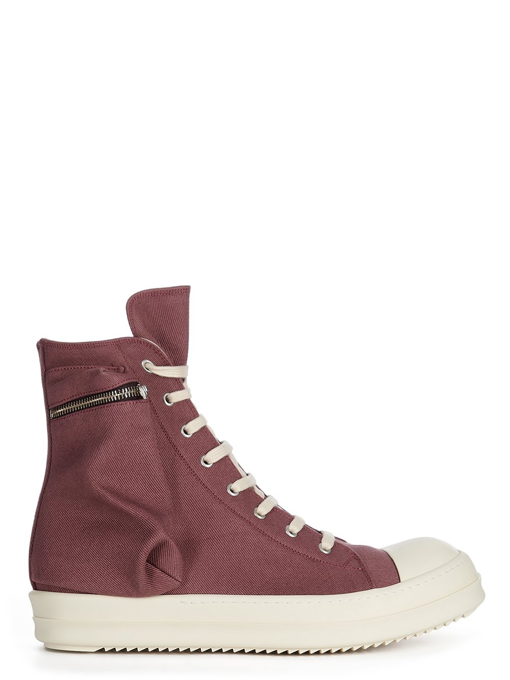 DRKSHDW FW23 LUXOR CARGO SNEAKS IN MAUVE AND MILK 13OZ OVERDYED DENIM