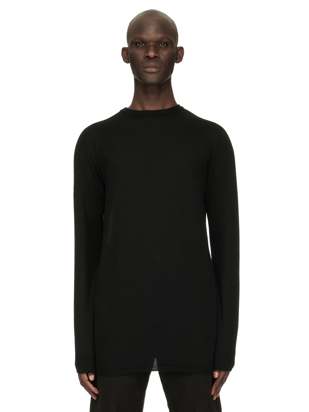 RICK OWENS FW23 LUXOR OVERSIZED ROUND NECK IN BLACK LIGHTWEIGHT RASATO KNIT