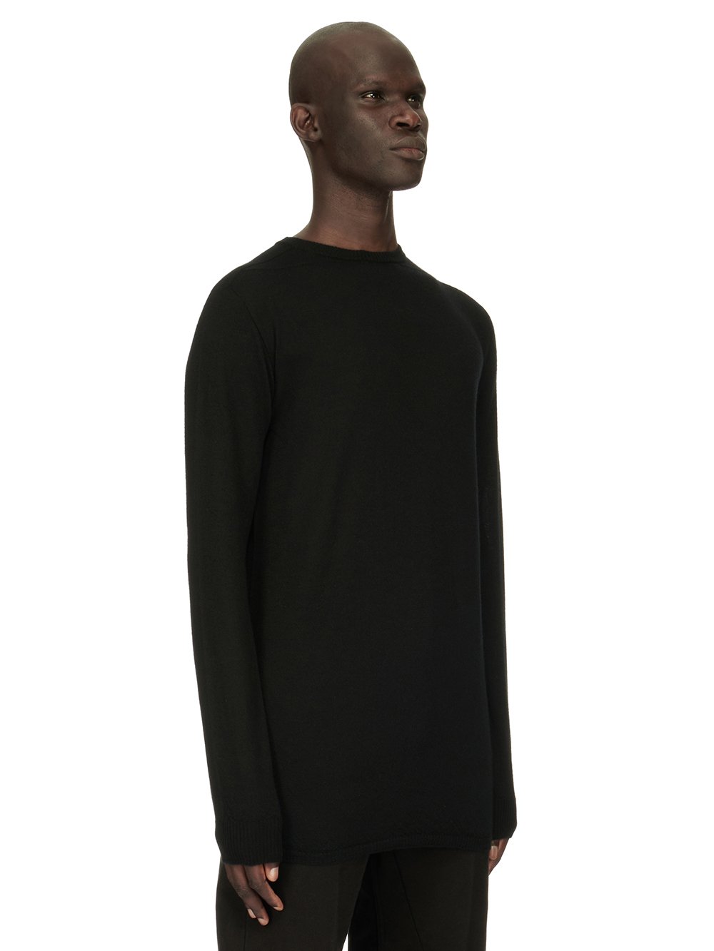 RICK OWENS FW23 LUXOR OVERSIZED ROUND NECK IN BLACK LIGHTWEIGHT RASATO KNIT