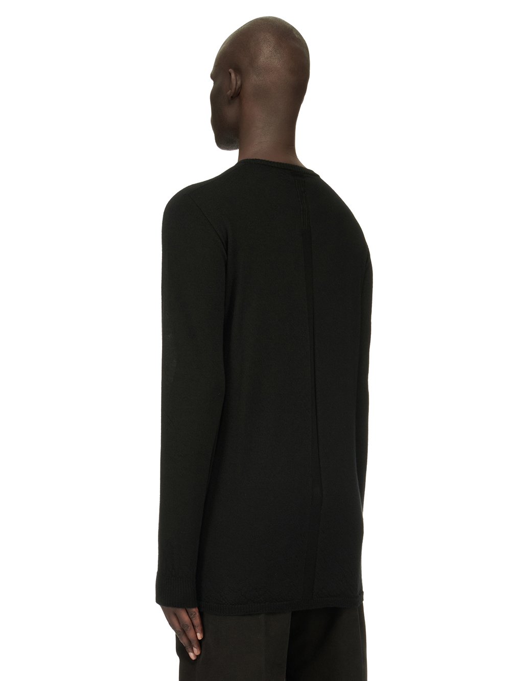 RICK OWENS FW23 LUXOR OVERSIZED ROUND NECK IN BLACK LIGHTWEIGHT RASATO KNIT