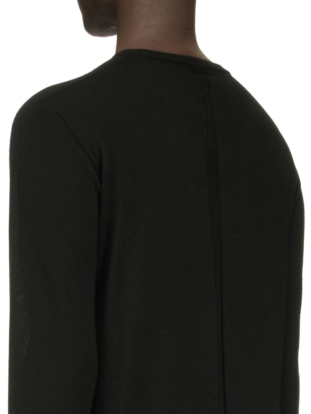 RICK OWENS FW23 LUXOR OVERSIZED ROUND NECK IN BLACK LIGHTWEIGHT RASATO KNIT