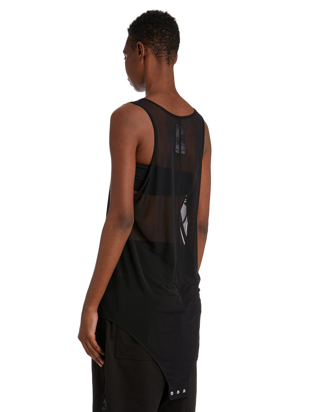 CHAMPION X RICK OWENS BASKETBALL TANK IN BLACK RECYCLED NYLON MICROMESH