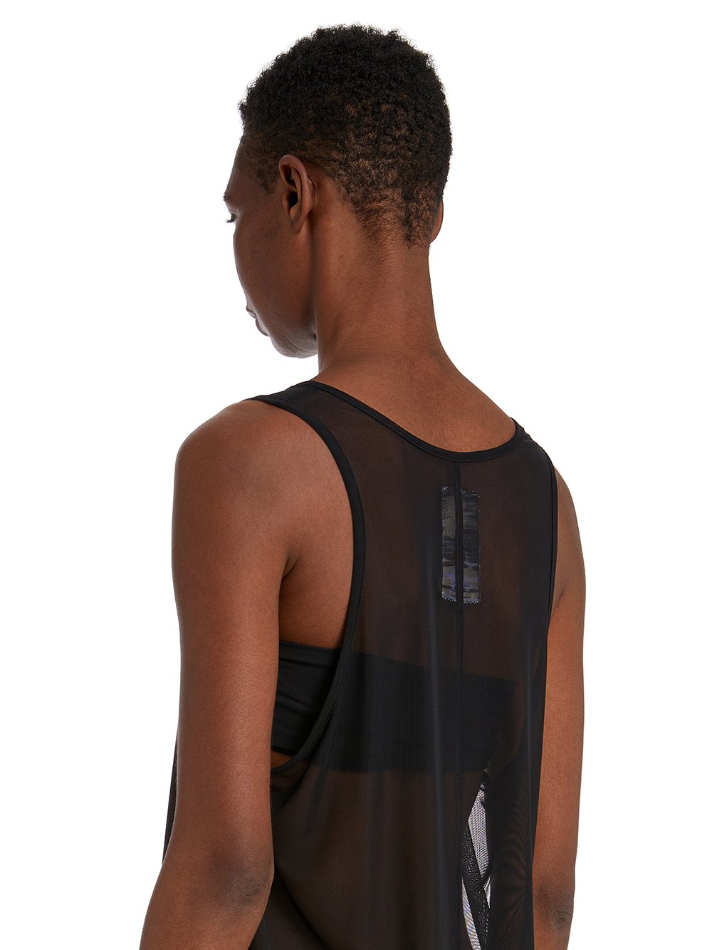 CHAMPION X RICK OWENS BASKETBALL TANK IN BLACK RECYCLED NYLON MICROMESH