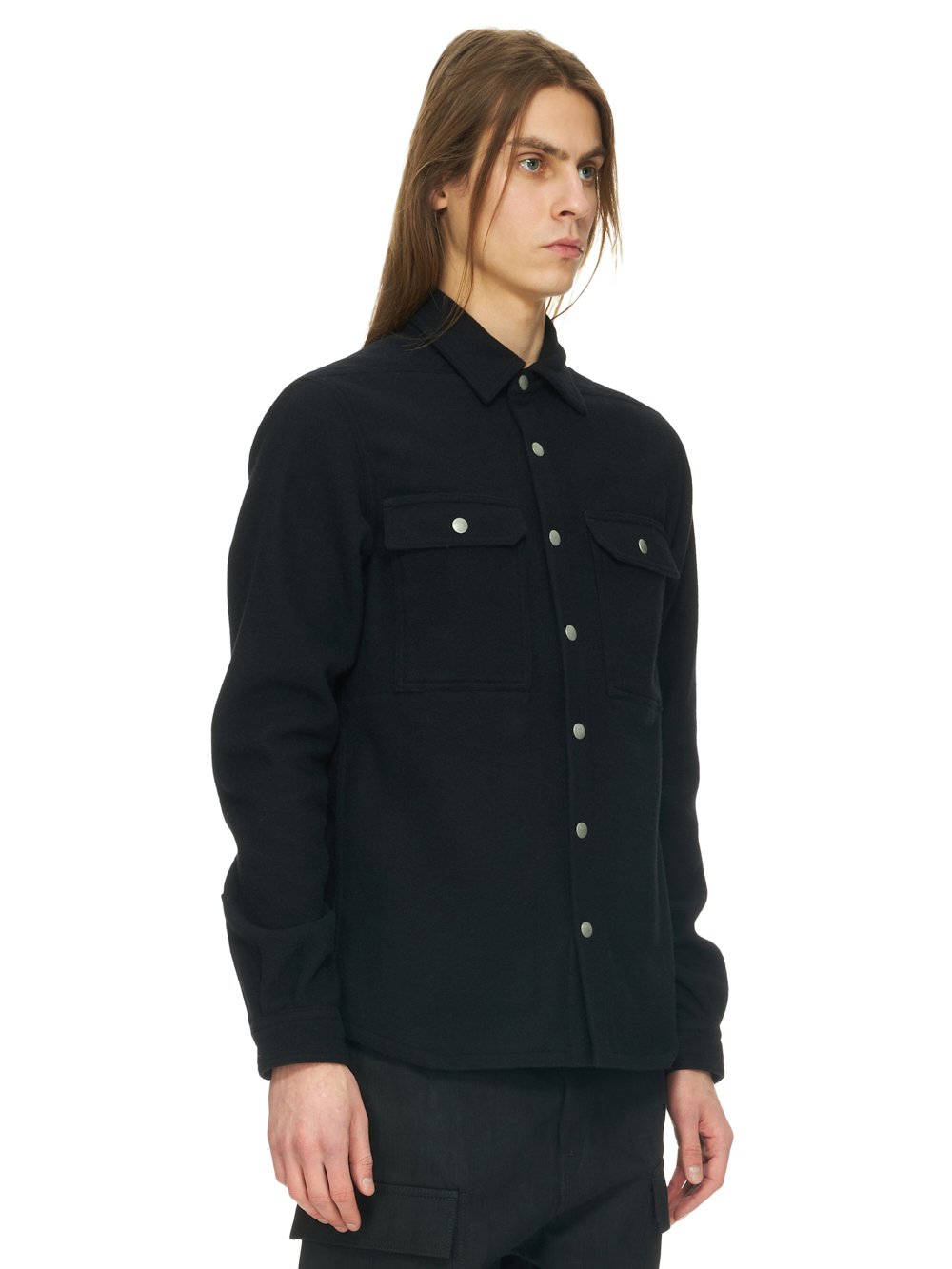 DRKSHDW FW23 LUXOR OUTERSHIRT IN BLACK HEAVY WOOL