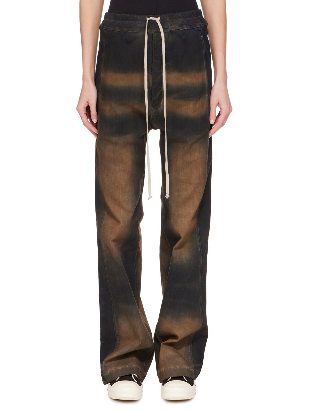 RICK OWENS FW23 LUXOR PUSHER PANTS IN MUD WASHED STRETCH DENIM