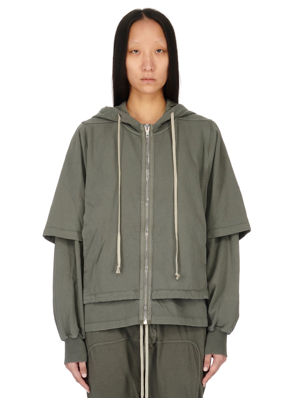 RICK OWENS FW23 LUXOR ZIPPED HUSTLER HOODIE IN HUSTLER BLUE COMPACT HEAVY COTTON JERSEY RICK OWENS FW23 LUXOR ZIPPED HUSTLER HOODIE IN HUSTLER BLUE COMPACT HEAVY COTTON JERSEY