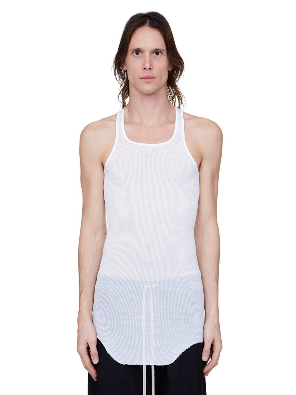 RICK OWENS FOREVER BASIC RIB TANK IN MILK VISCOSE SILK RIB JERSEY RICK OWENS FOREVER BASIC RIB TANK IN MILK VISCOSE SILK RIB JERSEY