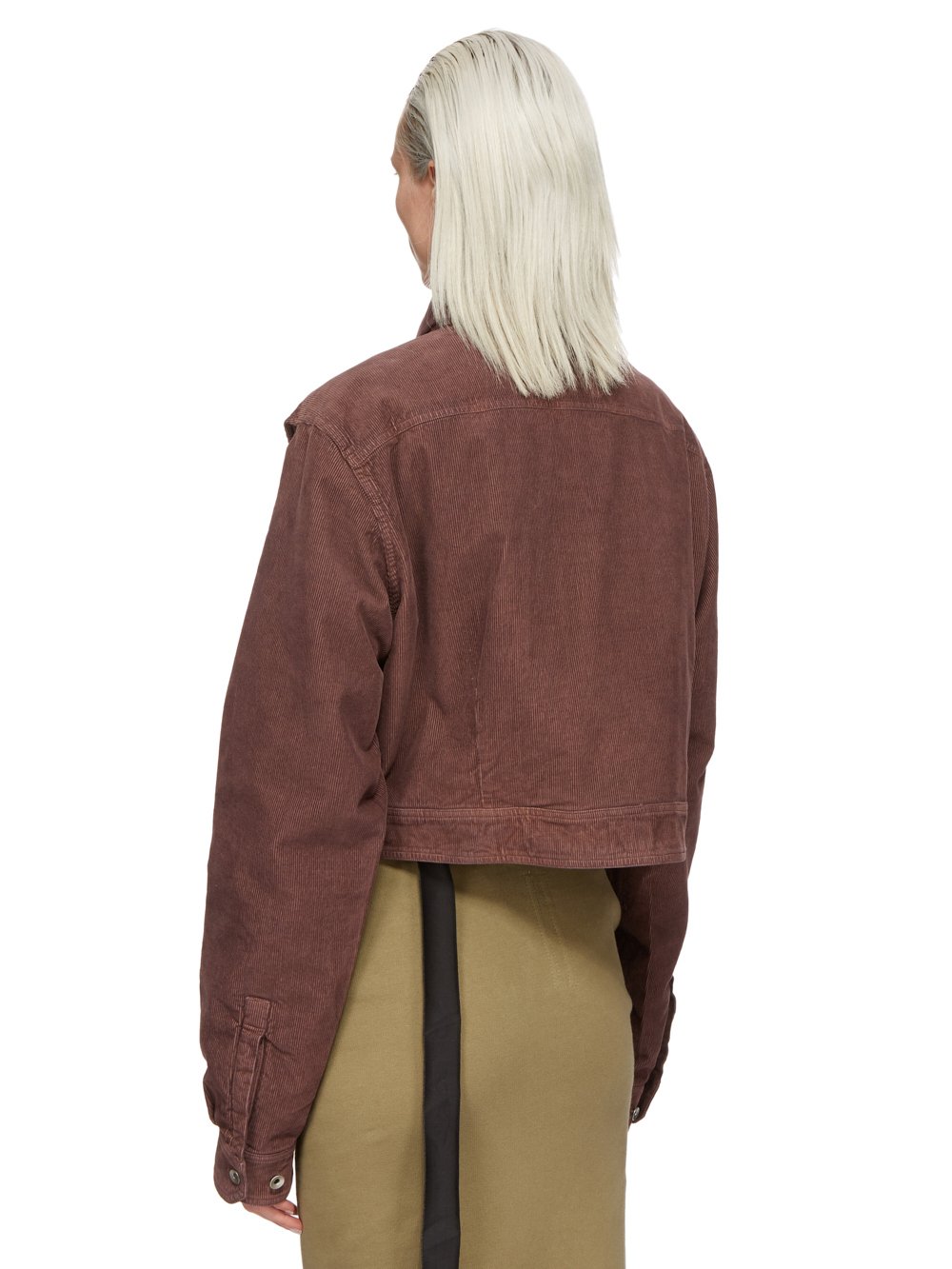 DRKSHDW FW23 LUXOR CAPE SLEEVE CROPPED OUTERSHIRT IN MAUVE COTTON CORDUROY
