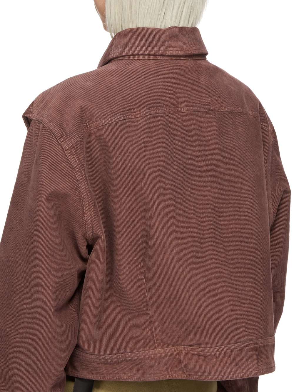 DRKSHDW FW23 LUXOR CAPE SLEEVE CROPPED OUTERSHIRT IN MAUVE COTTON CORDUROY