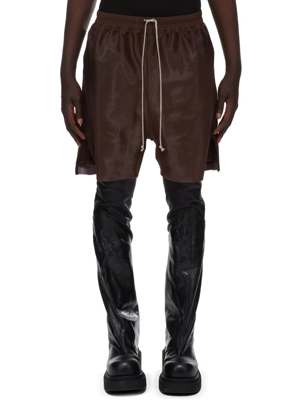 RICK OWENS FW23 LUXOR BOXERS IN BROWN SOFT PONY