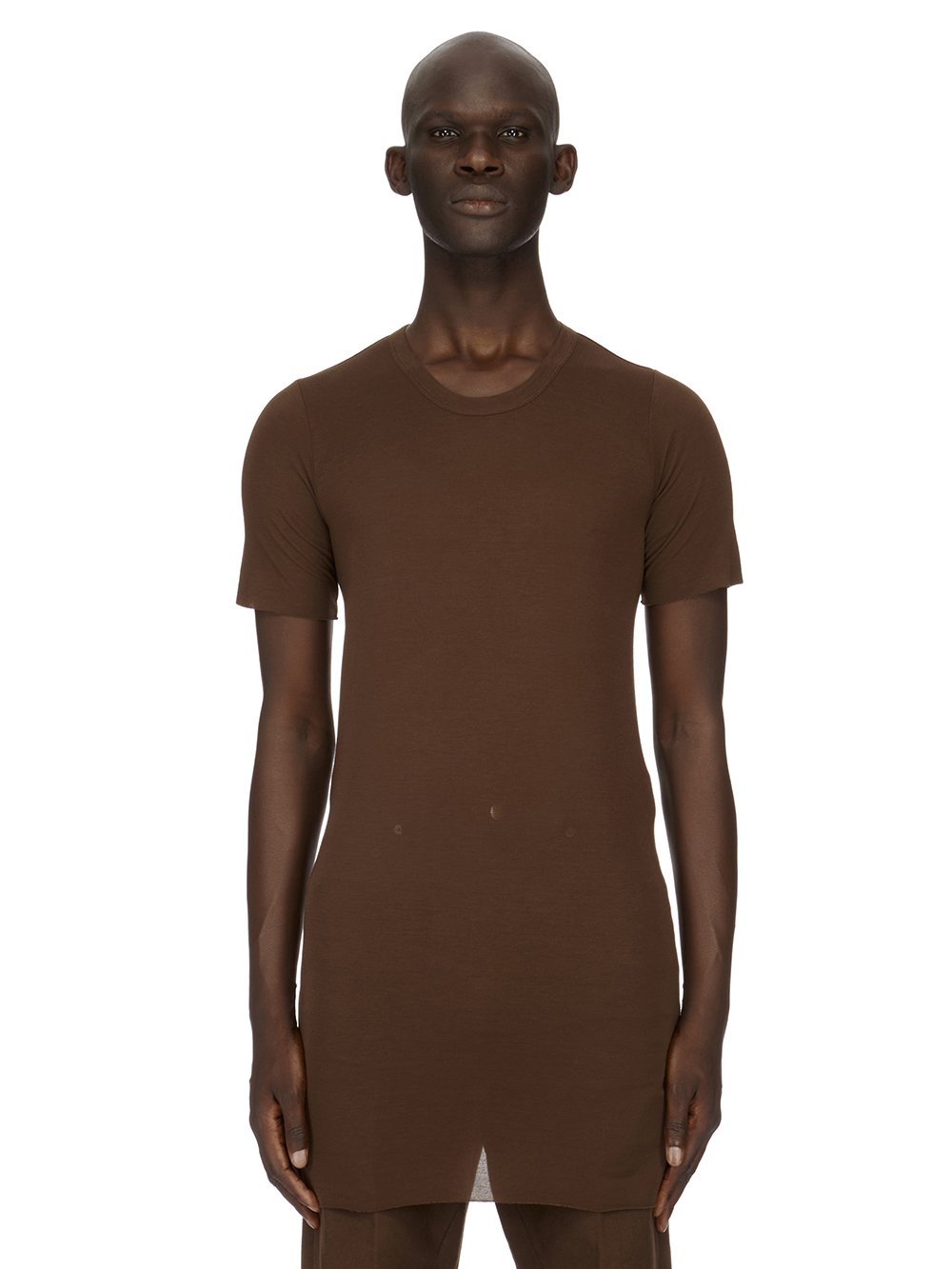 RICK OWENS FW23 LUXOR RIB LS T IN BROWN VISCOSE SILK RIB JERSEY RICK OWENS FW23 LUXOR RIB LS T IN BROWN VISCOSE SILK RIB JERSEY