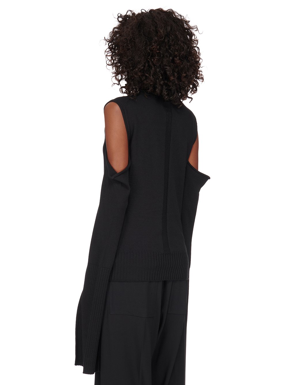 RICK OWENS FW23 LUXOR CAPE SLEEVE KNIT IN BLACK LIGHTWEIGHT RASATO KNIT