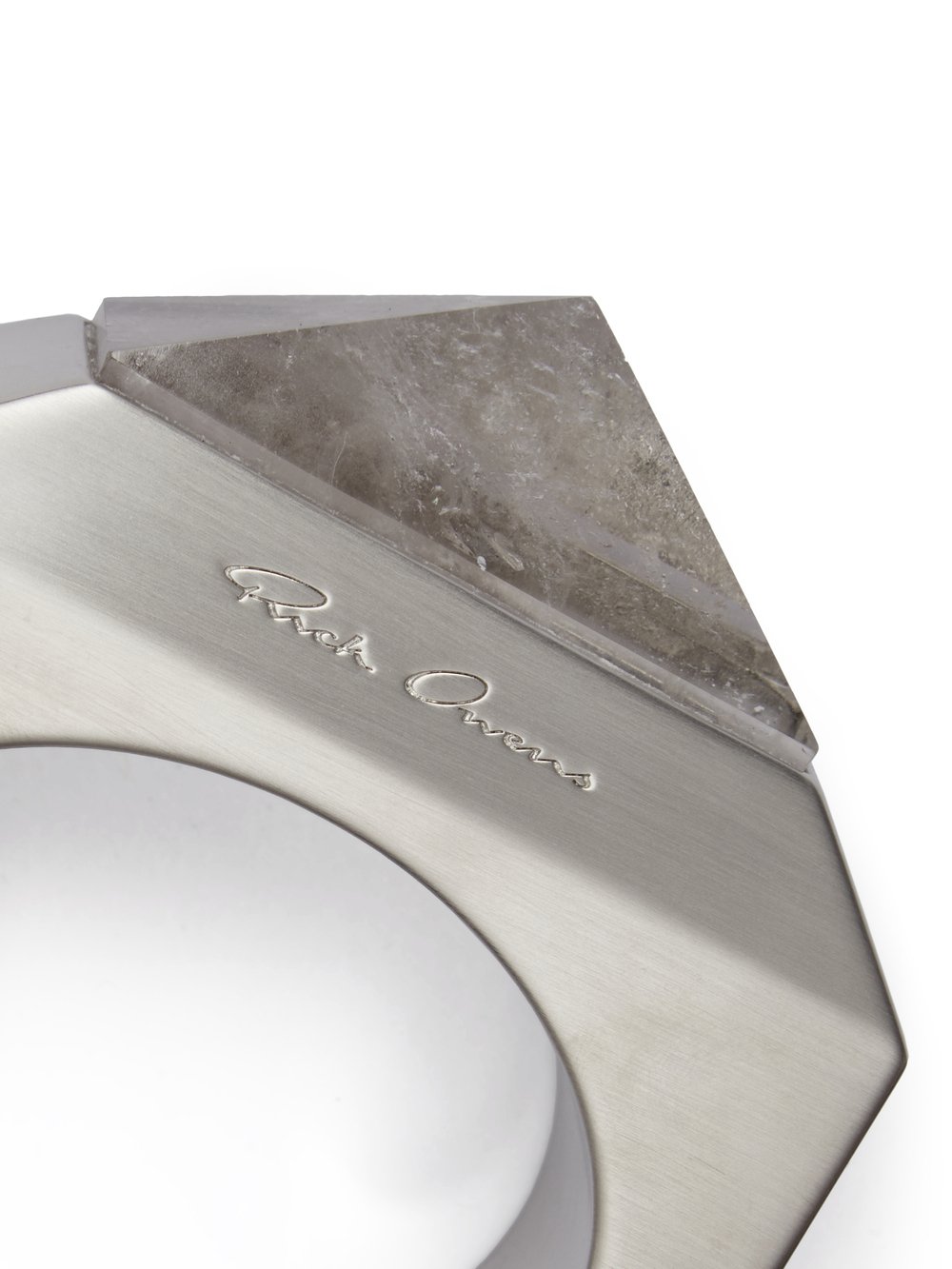 RICK OWENS CRYSTAL PYRAMID BRACELET IN ALUMINIUM AND ROCK CRYSTAL