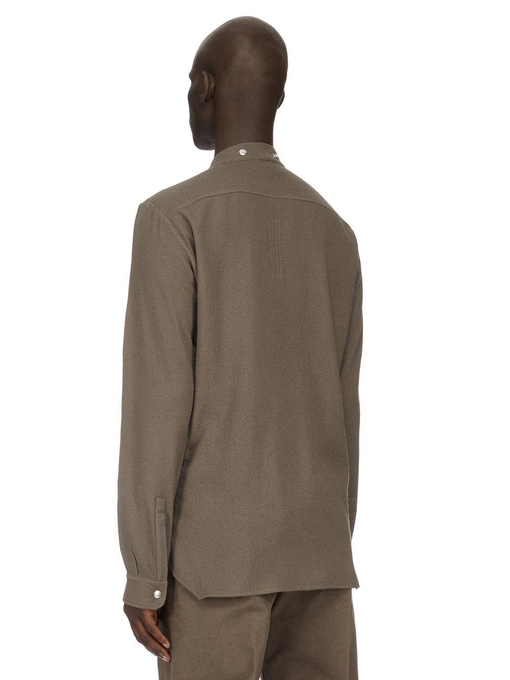 RICK OWENS FW23 LUXOR FOGPOCKET SHIRT LARRY IN DUST GREY SOFT WOOL FLANNEL