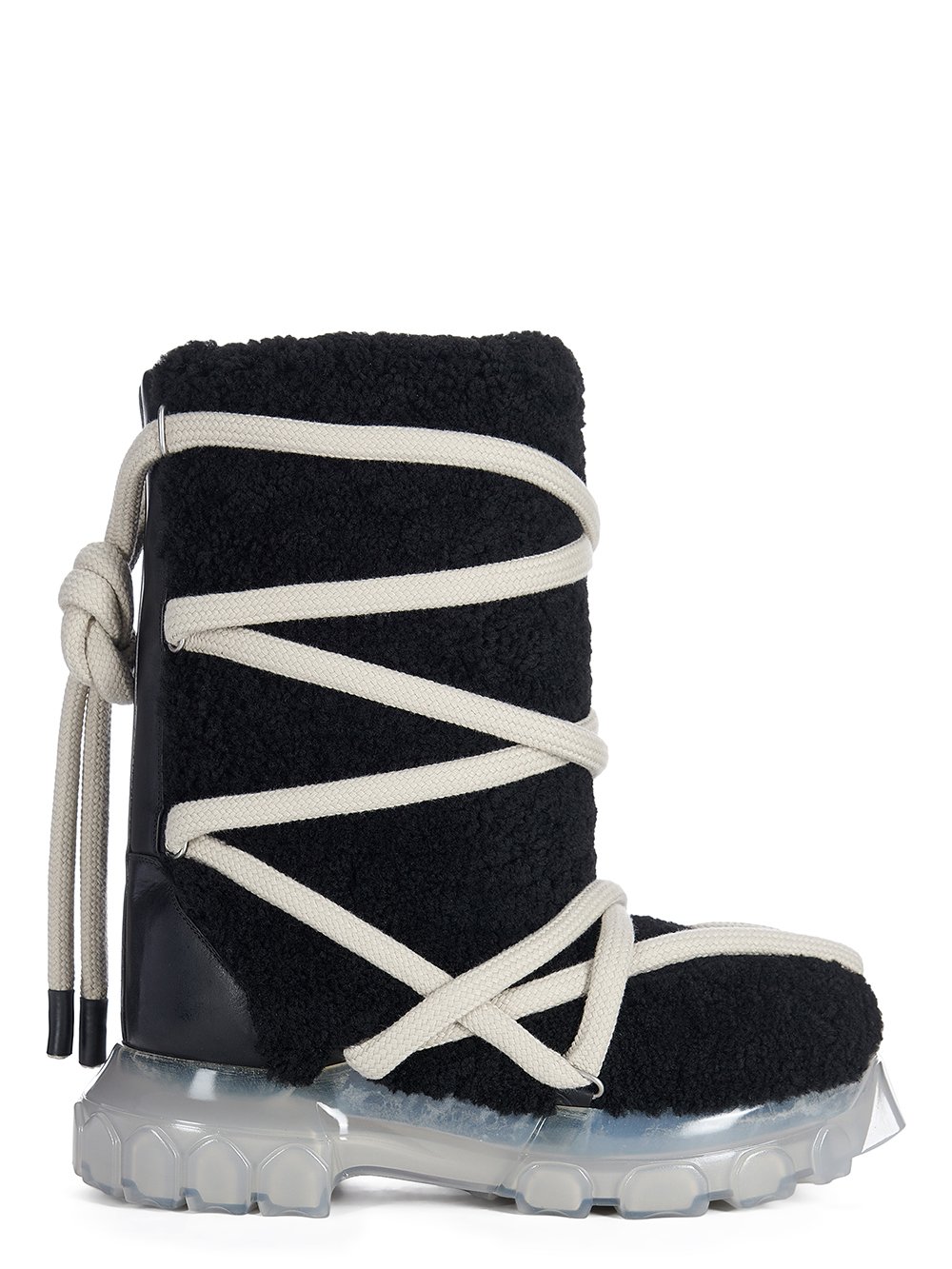 RICK OWENS FW23 LUXOR LUNAR TRACTOR IN BLACK BUTTER LAMB SHEARLING
