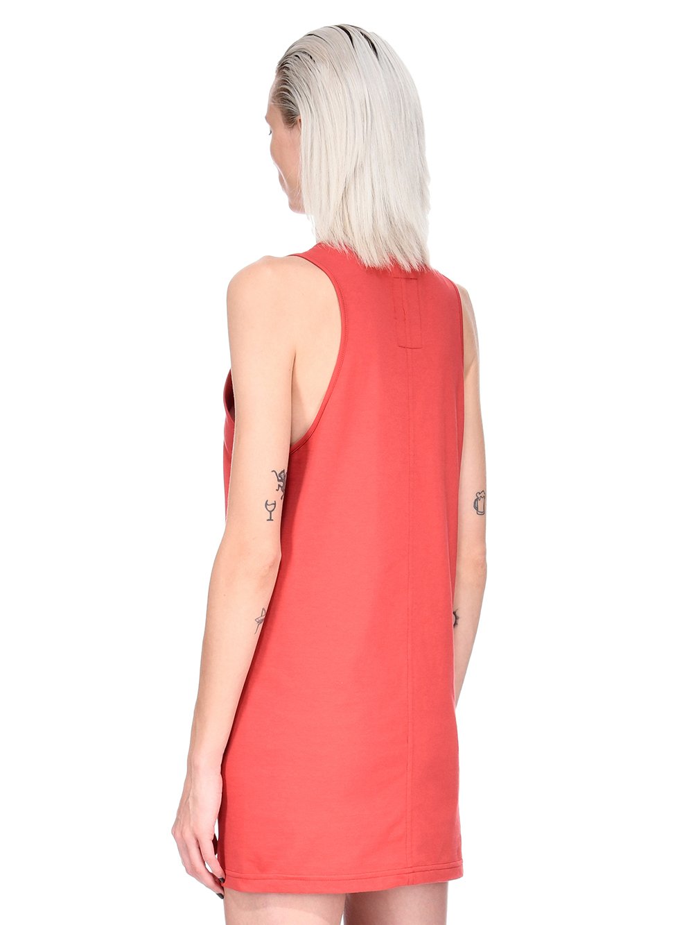 CHAMPION X RICK OWENS BASKETBALL DRESS IN CARNELIAN RED MEDIUM WEIGHT COTTON JERSEY 