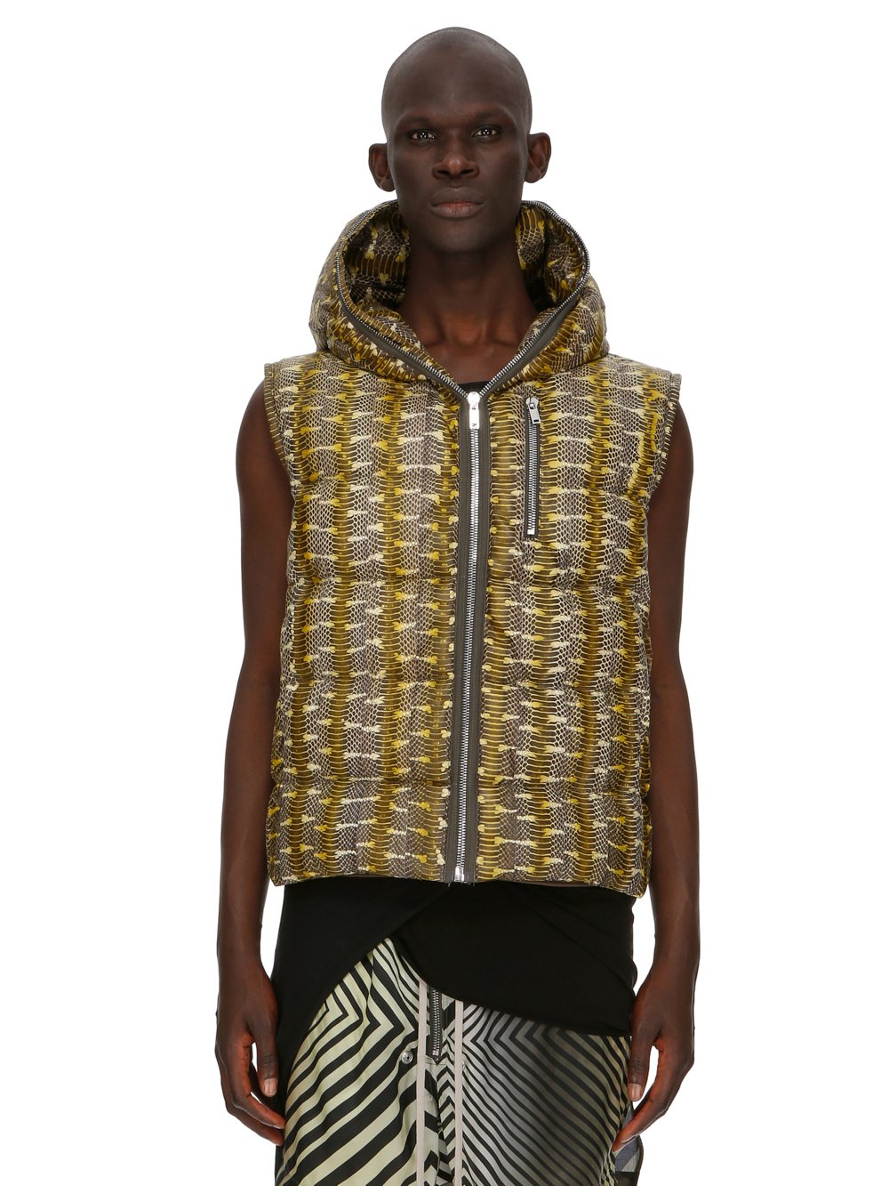 RICK OWENS FW23 LUXOR SEALED VEST IN ACID STRIPE BOIGA SNAKE