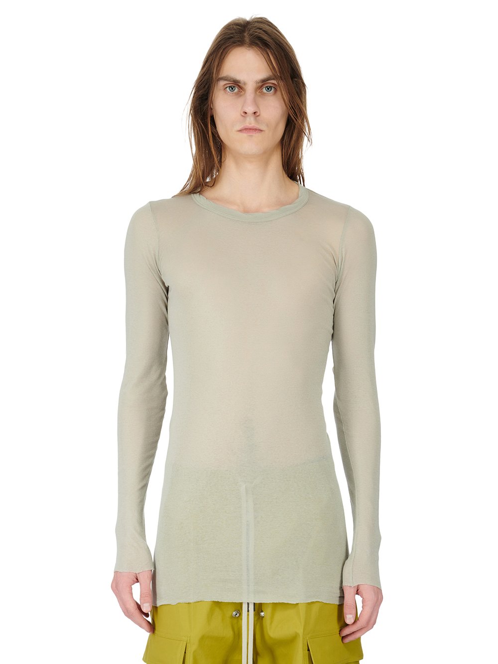 RICK OWENS FW23 LUXOR RIB LS T IN PEARL MINI RIB JERSEY RICK OWENS FW23 LUXOR RIB LS T IN PEARL MINI RIB JERSEY