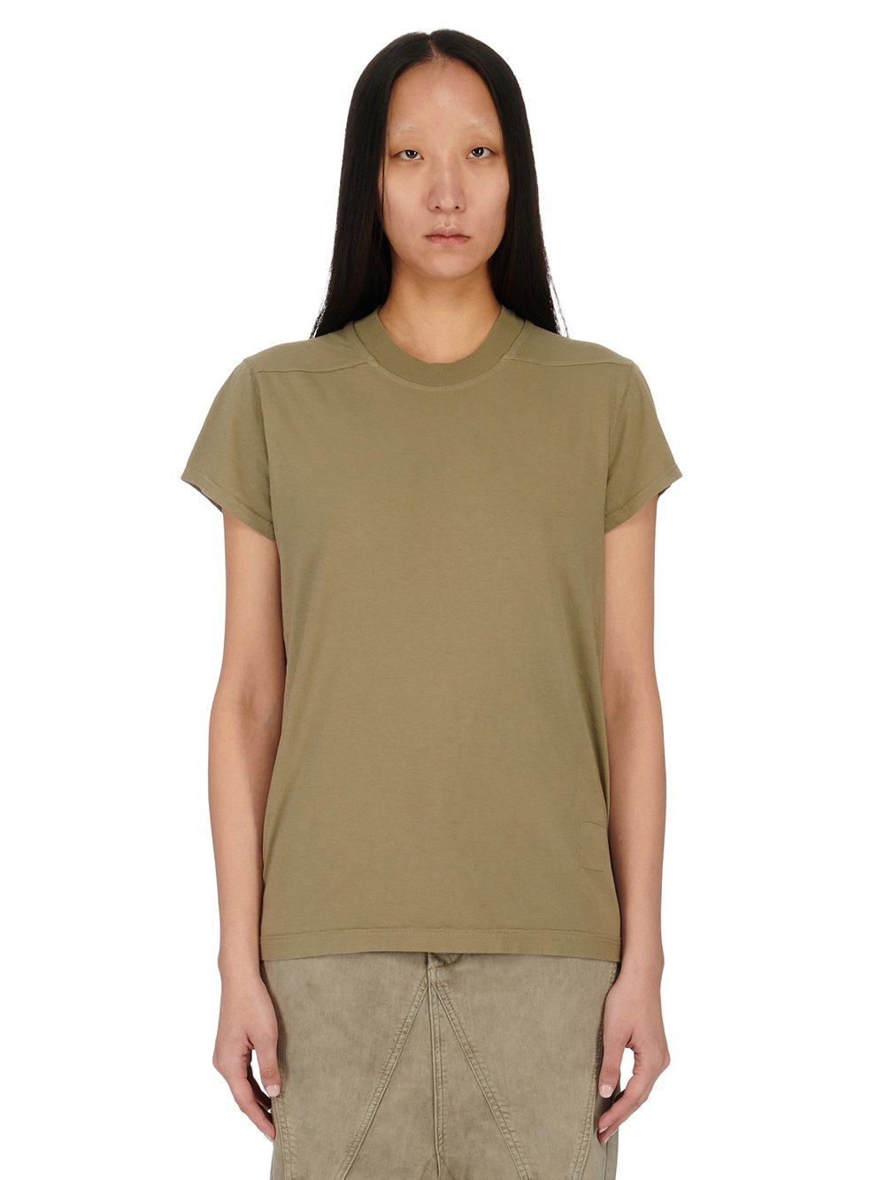 RICK OWENS FW23 LUXOR SMALL LEVEL T IN PALE GREEN MEDIUM WEIGHT COTTON JERSEY 