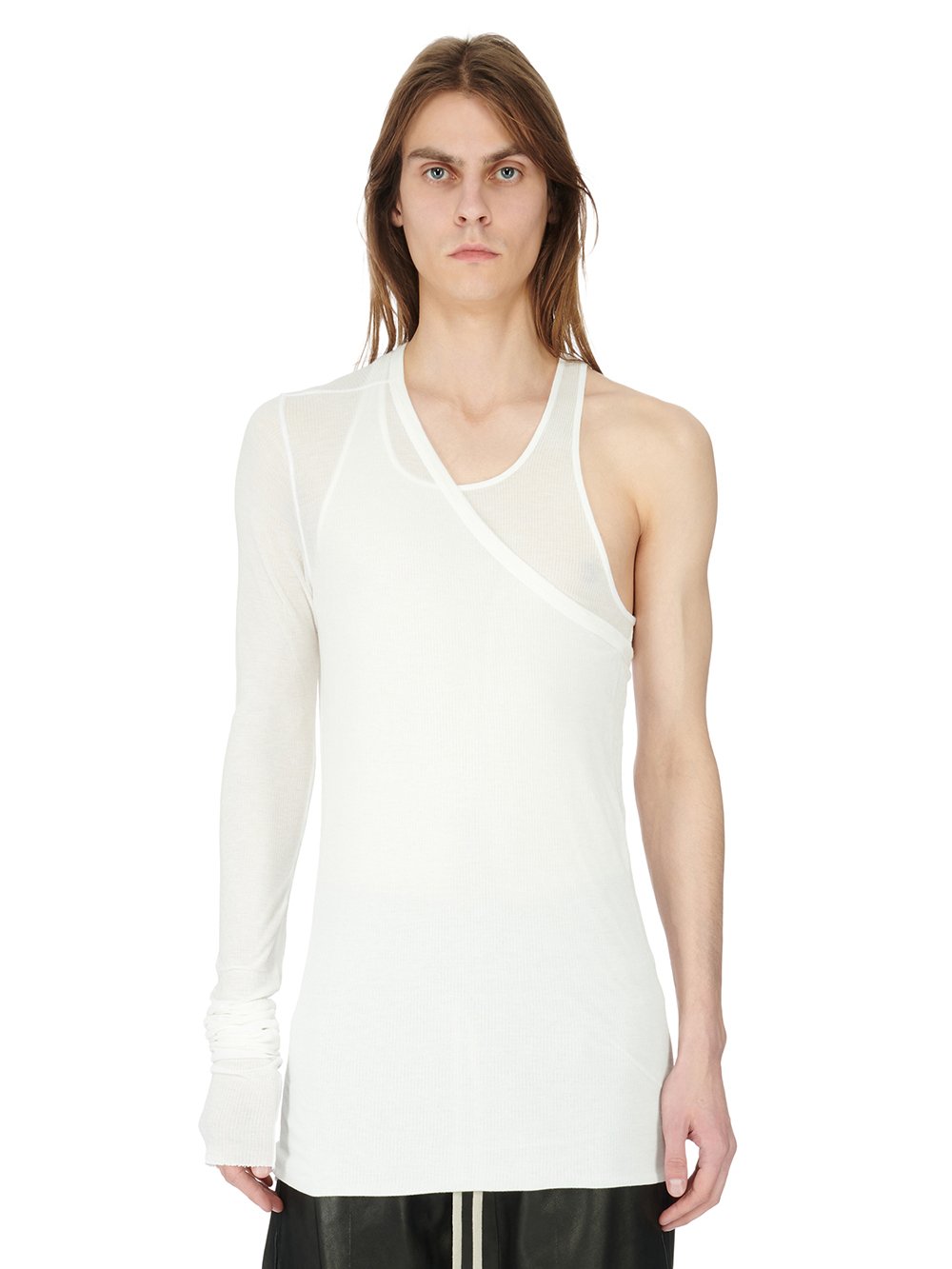 RICK OWENS FW23 LUXOR ZIGGY BANANA TANK IN MILK VISCOSE SILK RIB JERSEY RICK OWENS FW23 LUXOR ZIGGY BANANA TANK IN MILK VISCOSE SILK RIB JERSEY