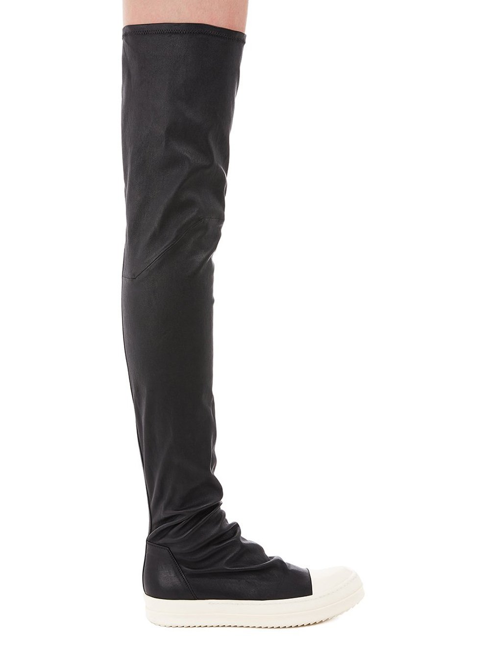 RICK OWENS FW23 LUXOR STOCKING SNEAKS IN BLACK AND MILK STRETCH LAMB LEATHER RICK OWENS FW23 LUXOR STOCKING SNEAKS IN BLACK AND MILK STRETCH LAMB LEATHER